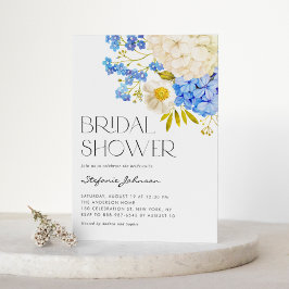 Convites Chá de panela Boho Blue e White Hydrangeas
