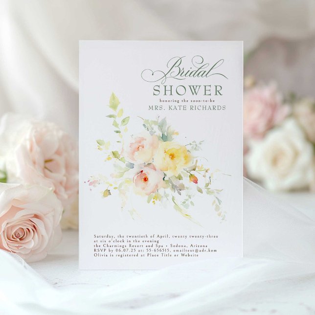 Convites Chá de panela Boho das Flores Suaves Elegantes (Floral Bridal Shower Invitations)
