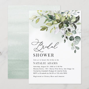 Convites Chá de panela Boho Dusty Azul Eucalipto Verde