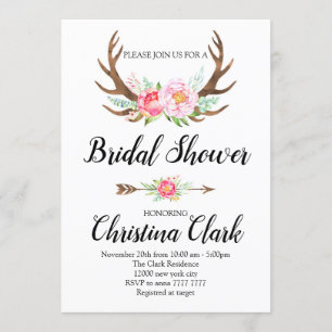 Convites Chá de panela Boho Floral Antlers