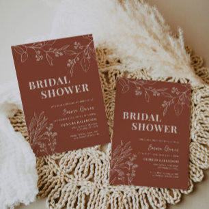 Convites Chá de panela Boho Floral Terracotta