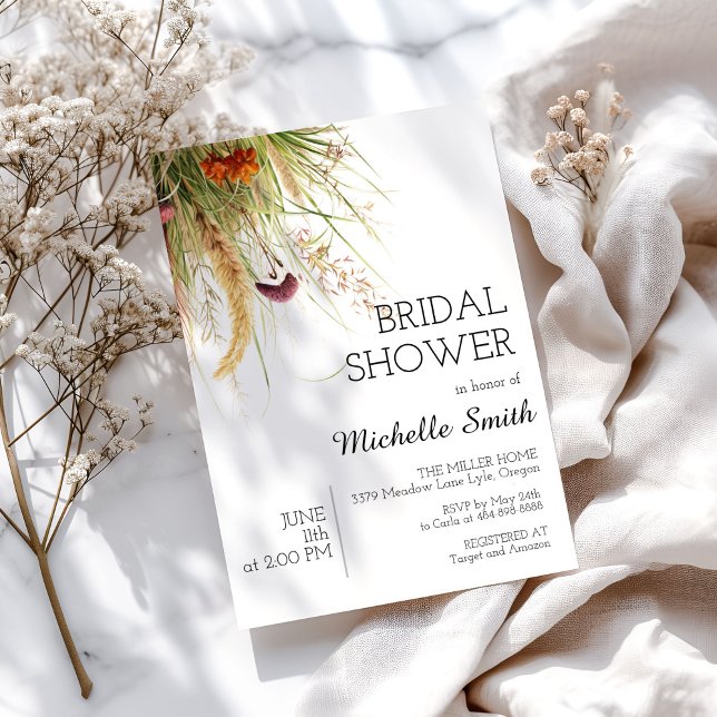 Convites Chá de panela Boho Pampas Grass (Criador carregado)