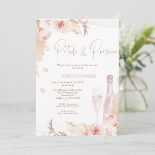 Convites Chá de panela Boho Pink Floral Prosecco