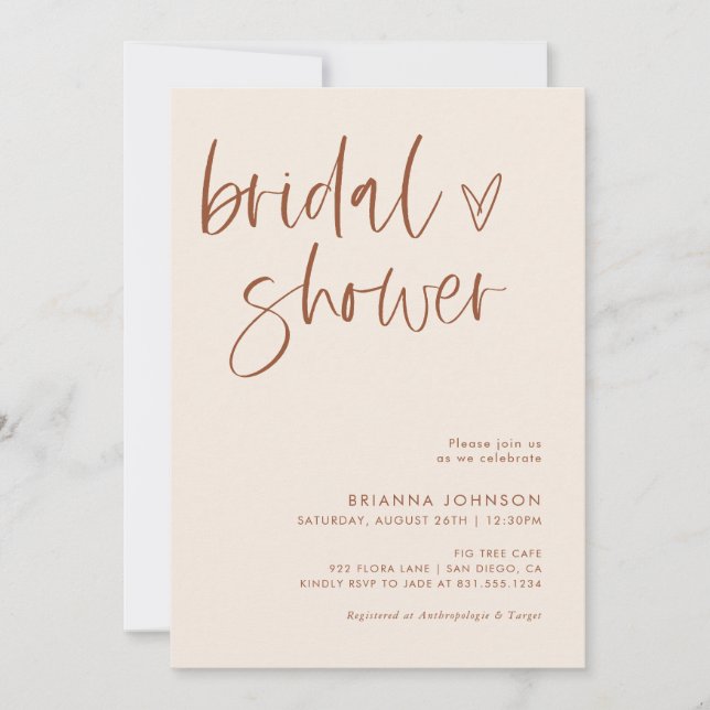 Convites Chá de panela Boho Terracotta | Mínimo Bridal (Frente)