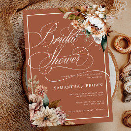 Convites Chá de panela Boho Terracotta Watercolor Flowers