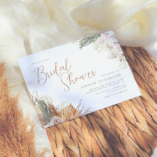 Convites Chá de panela Boho White Orchid & Pampas Grass