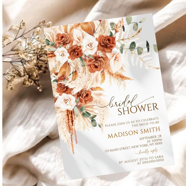 Convites Chá de panela Bold Bright Terracotta Boho Bohemian (Criador carregado)