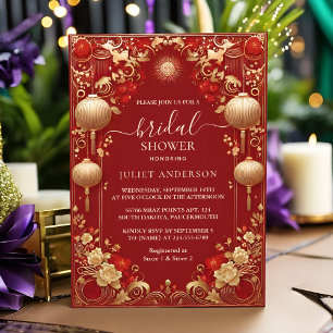 Convites Chá de panela Bold Hei Bilingue Chinês Asiático