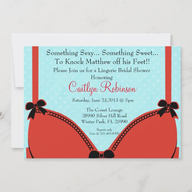 Convites Chá de panela bonito da lingerie do sutiã (Frente)