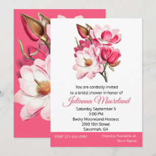 Convites Chá de panela Bonito de Magnolias Rosa