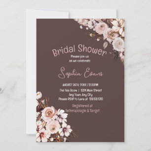 Convites Chá de panela bonito Floral Boho Brown
