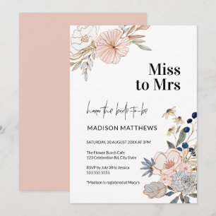 Convites Chá de panela Bonito Floral cor-de-rosa azul senh