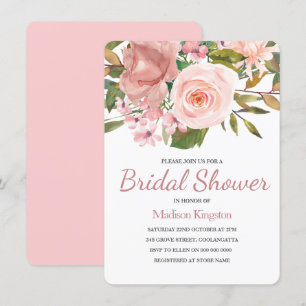 Convites Chá de panela bonito Rosa de Flores Rosa Douradas