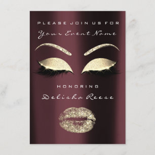 Convites Chá de panela Borgonha, Cinza Dourada de Maroon