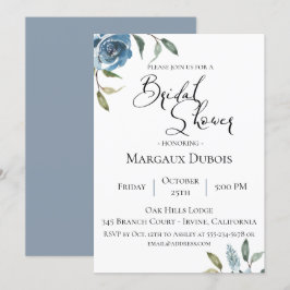 Convites Chá de panela Botânico Azul Dusty