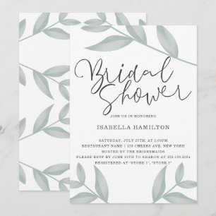 Convites Chá de panela botânico da caligrafia elegante