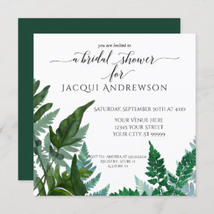 Convites Chá de panela Botânico de Folhagem Fern Quadrado