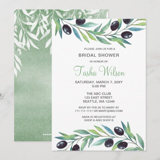 Convites Chá de panela Botânico do Branqueamento Oleícola (Frente/Verso)