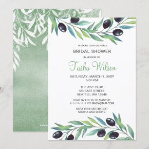 Convites Chá de panela botânico do ramo de oliveira