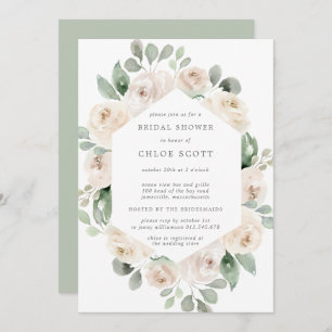 Convites Chá de panela Botânico Floral de Rosa Branca