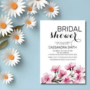 Convites Chá de panela Botânico Floral de Sakura Rosa Chic
