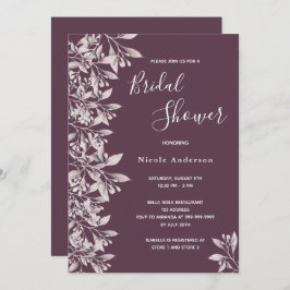 Convites Chá de panela botânico roxo do gabinete