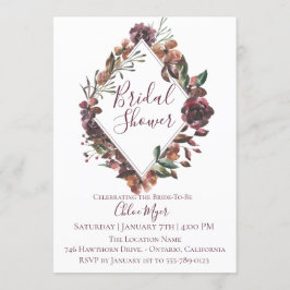 Convites Chá de panela Botânico Rustic Burgundy