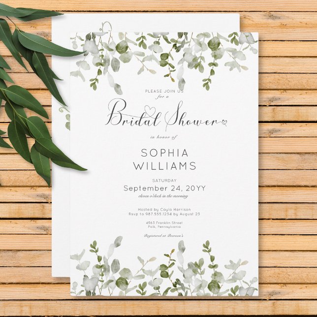 Convites Chá de panela Botânico Rustic Greeneric (Rustic Botanical Greenery Bridal Shower Invitation)