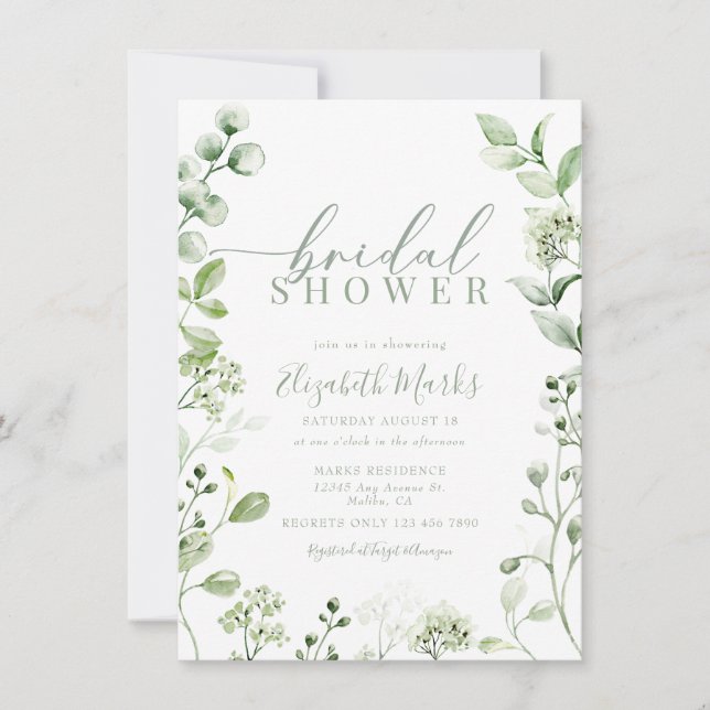 Convites Chá de panela Botânico Verde Moderno (Frente)