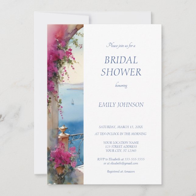 Convites Chá de panela Bougainvillea da Costa do Amalfi Itá (Frente)