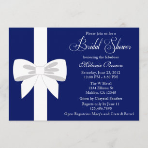 Convites Chá de panela branco da fita dos azuis marinhos