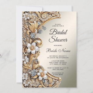 Convites Chá de panela branco Dourado decorativo