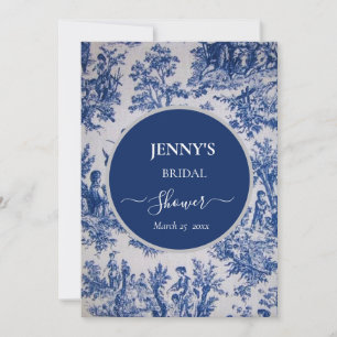 Convites Chá de panela Branco e Azul de Jouy