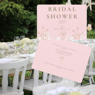 Convites Chá de panela Branco e Dourado Flor