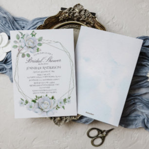 Convites Chá de panela Branco Floral Geométrico