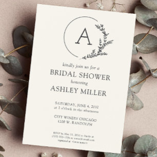 Convites Chá de panela Branco Suave de Quadro de Folhagem M