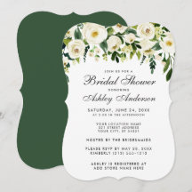 Chá de panela Branco Verde Floral de Aquarela GB