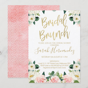 Convites Chá de panela Bridal Floral Rosa