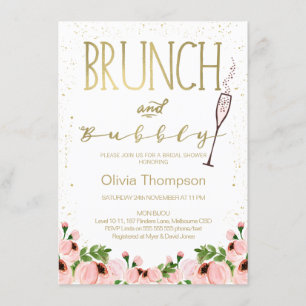 Convites Chá de panela Bridal Rosa Floral Brunch