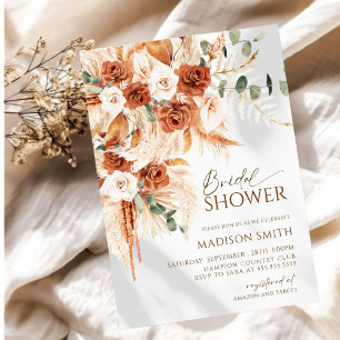 Convites Chá de panela Bright Bold Terracotta Boho Bohemian