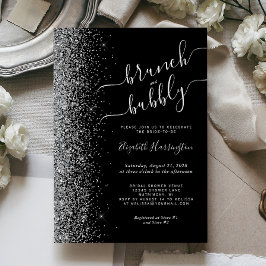 Convites Chá de panela brilhante de prata preta