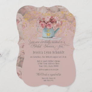 Convites Chá de panela brilhante de Rosa de abelha Dourada