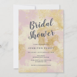 Convites Chá de panela - Brilho dourado cor-de-rosa