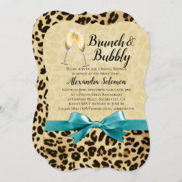 Convites Chá de panela Brunand Bubble Leopard Turquoise