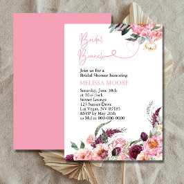 Convites Chá de panela Brunch Boho Pink Burgundy Rosa