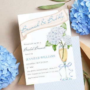 Convites Chá de panela Brunch e Azul-Bubble Hydrangea