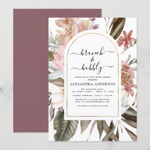 Convites Chá de panela Brunch e Bubble Boho Burgundy