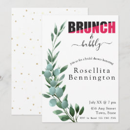Convites Chá de panela Brunch e Bubble Eucalyptus