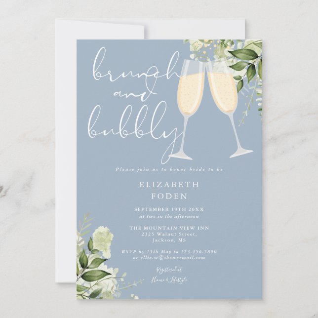 Convites Chá de panela Brunch E Bubble Greenery (Frente)