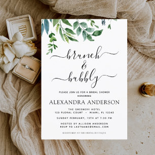 Convites Chá de panela Brunch e Bubble Greenery